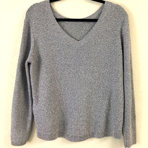 Reiss V Neck Sweater Metallic Sparkle Silver Grey Size Medium